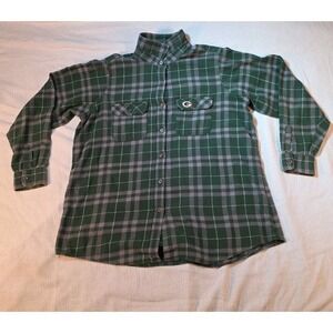 Antigua Green Bay Packers Flannel Shirt Womens 2X Green Plaid Embroidered  NFL